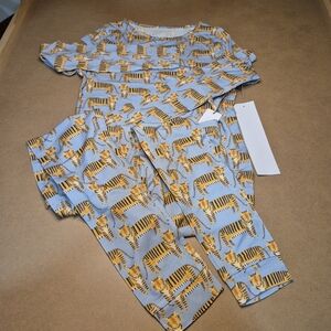 Pink Chicken Kids Pajama Set - Blue and Orange Tiger Print
